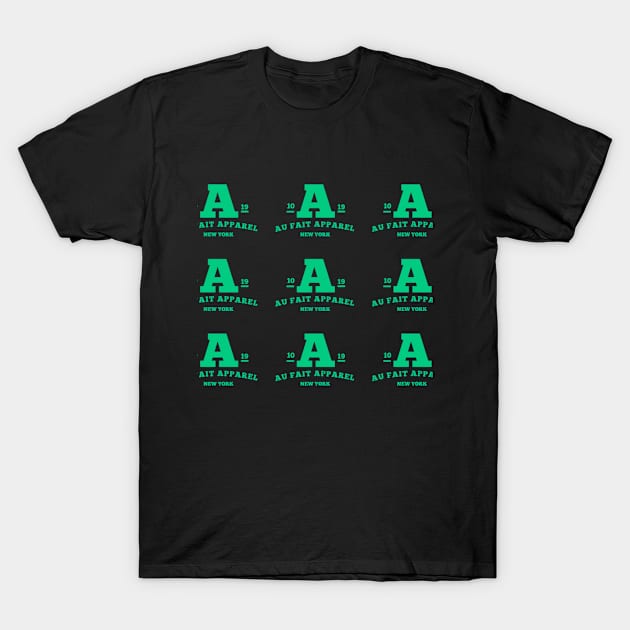 Aufait Green 1 9 logo New York T-Shirt by Au Fait Apparel 